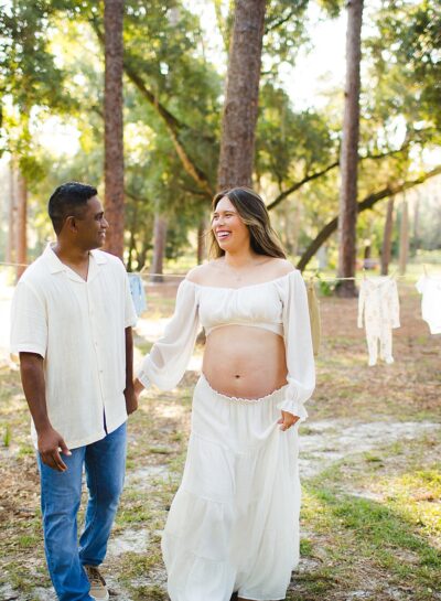 “Expecting mother in beautiful light during a Winter Park maternity photography session”