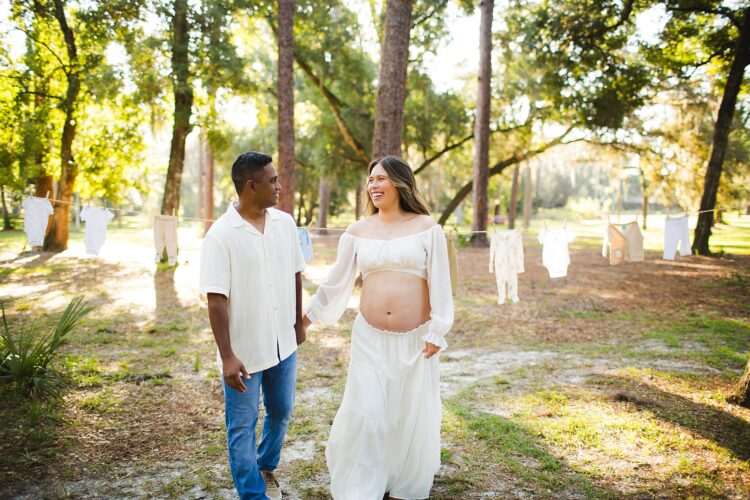 “Expecting mother in beautiful light during a Winter Park maternity photography session”